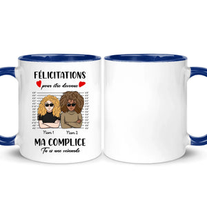 Tasse personnalisée pour Amie - Félicitations pour être devenue ma complice