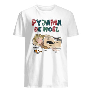 Tshirt personnalisé pour Amoureux Des Chats - Pyjama De Noël v2