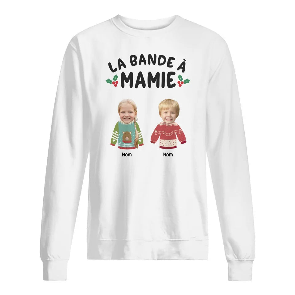 T-shirt de Noël Photo personnalisé pour grand-mère - La bande de Mamie