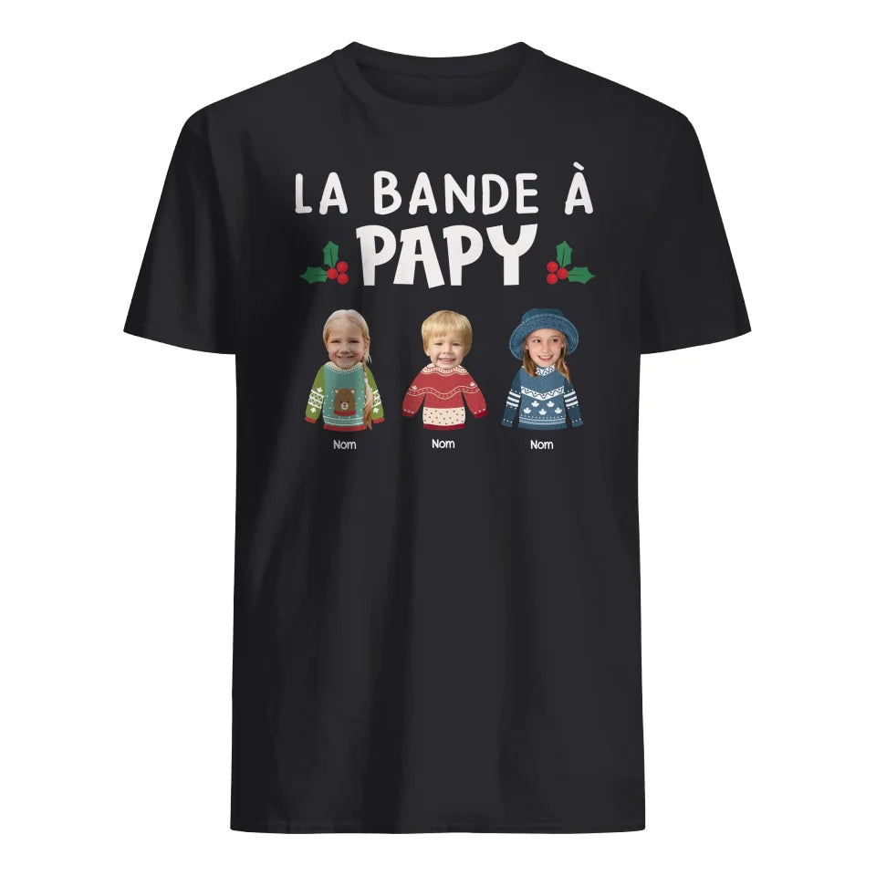 T-shirt de Noël Photo personnalisé pour grand-père - La bande de Papy