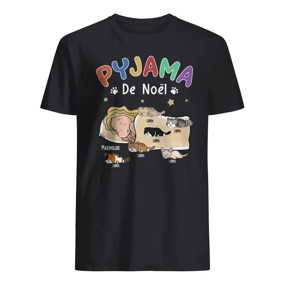 Tshirt personnalisé pour Amoureux Des Chats - Pyjama De Noël