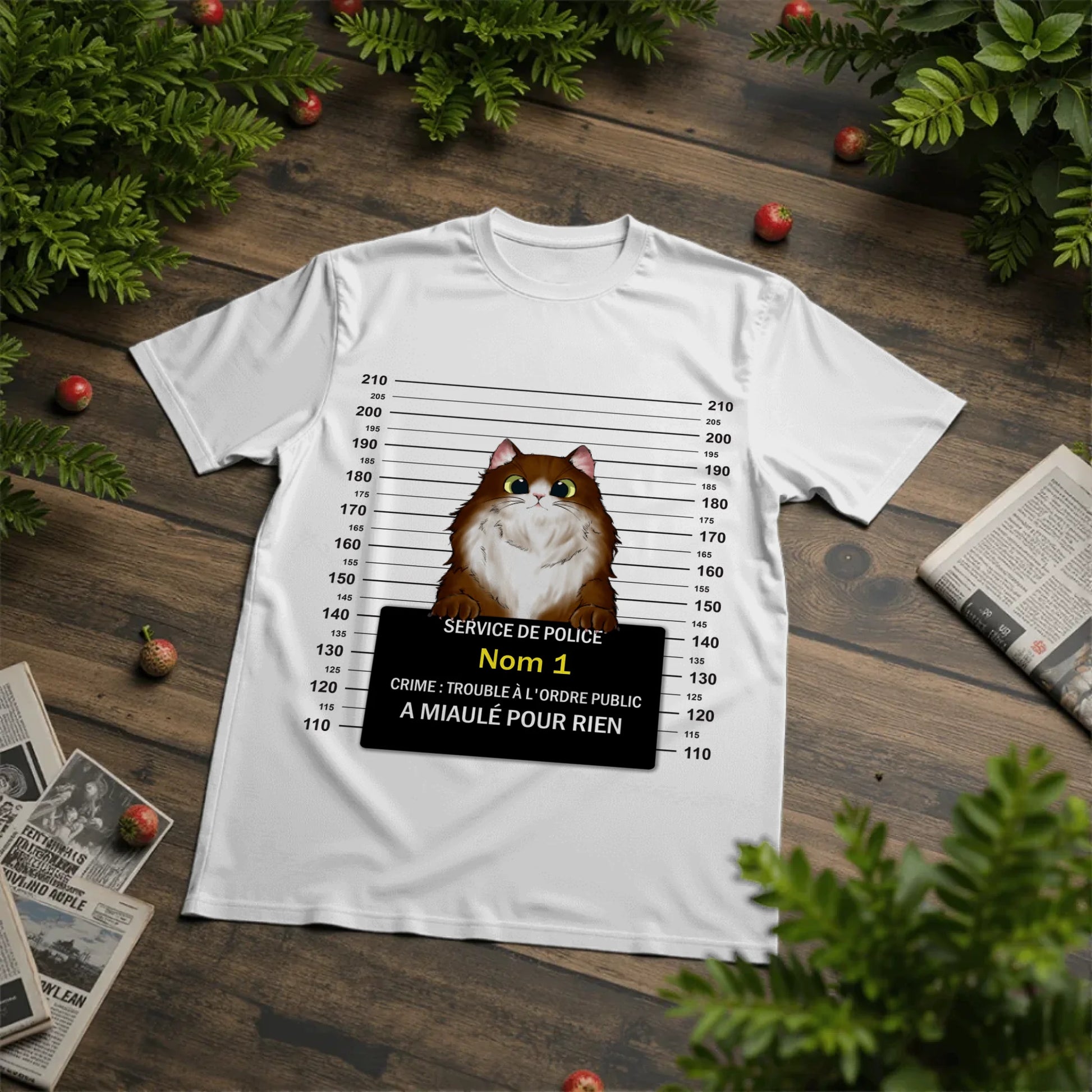 Tshirt Personnalisé Pour Amoureux Des Chats | Cadeau Personnalisé Pour Amoureux Des Animaux | Chat Criminel