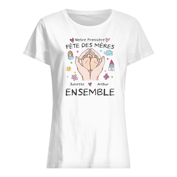 Notre première Fête Des Mères ensemble v3 - Tshirt personnalisé pour Maman et Enfant - Tshirt assorti