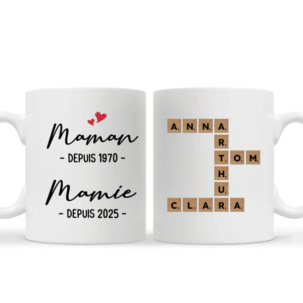 Maman depuis Mamie depuis - Scrabble - Tasse personnalisé pour Mamie