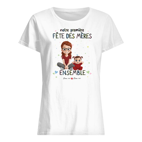 Notre première Fête Des Mères ensemble v5 - Tshirt personnalisé pour Maman et Enfant - Tshirt assorti