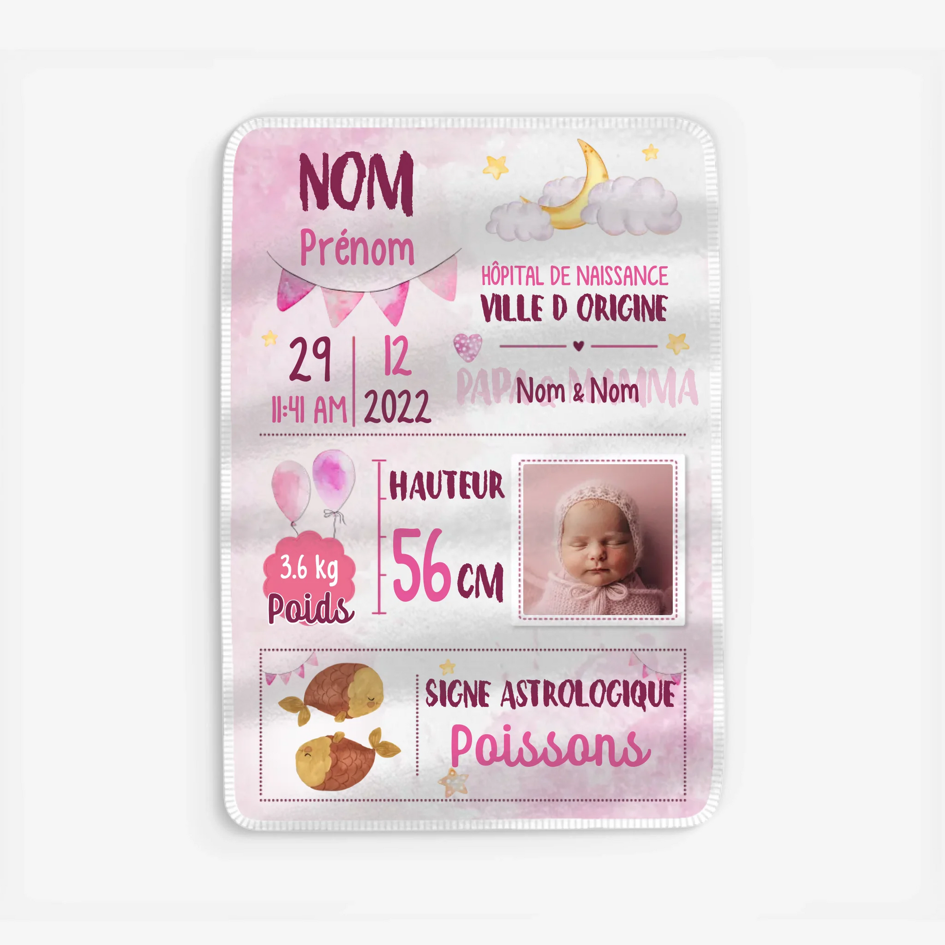 Fleece blanket Viền trắng