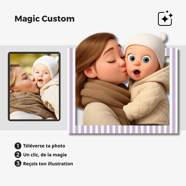 Cadre Photo Acrylique Personnalisé pour Maman - Portrait en Animation 3D