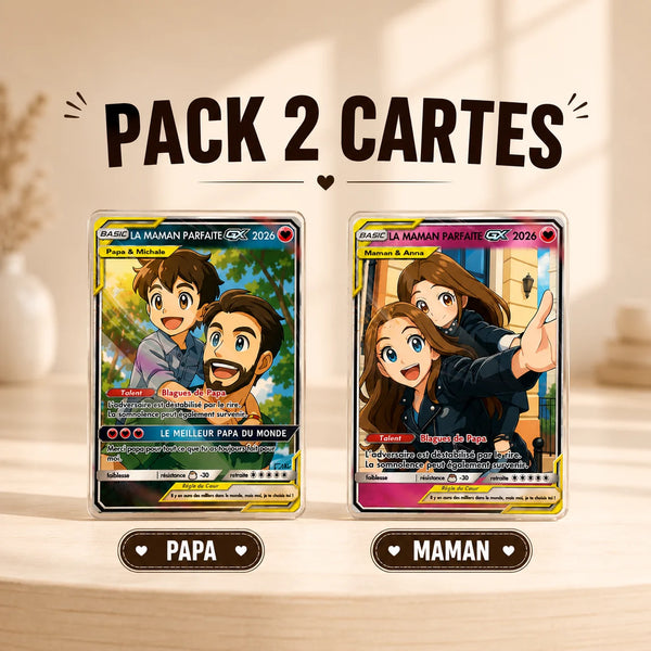 Pack de 2 - Carte En Acrylique Personnalisée Style Anime Pour Papa et Maman