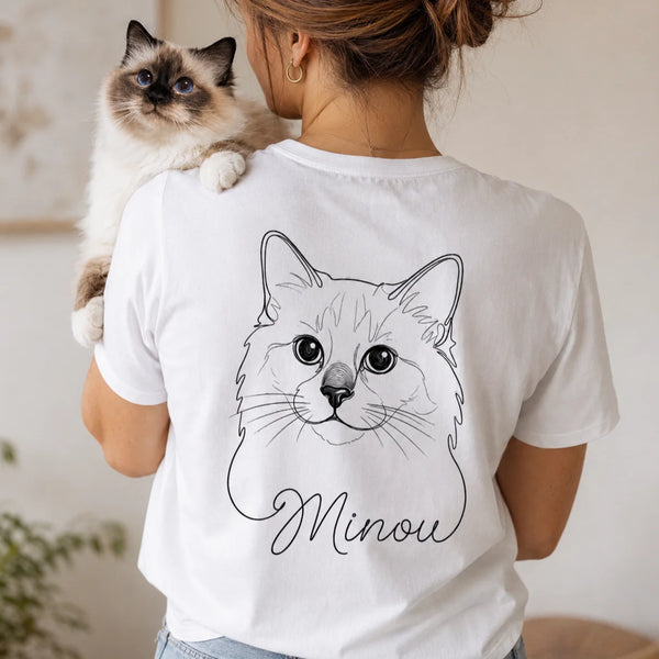T-shirt personnalisé portrait de votre animal en dessin au trait