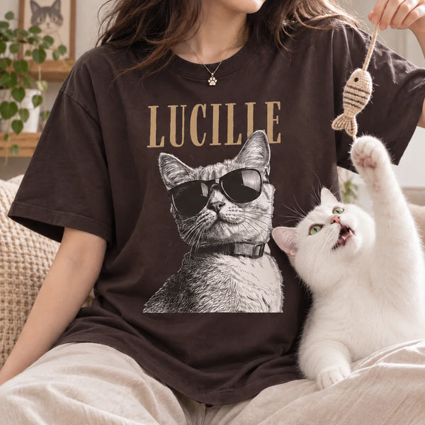 T-shirt foncé personnalisé – Portrait de votre animal en croquis noir et blanc