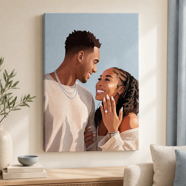 Portrait Vectoriel Personnalisé Couple à partir de Votre Photo sur Toile
