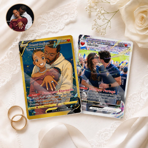 Carte Personnalisée pour Couple – Style Anime, V Collection
