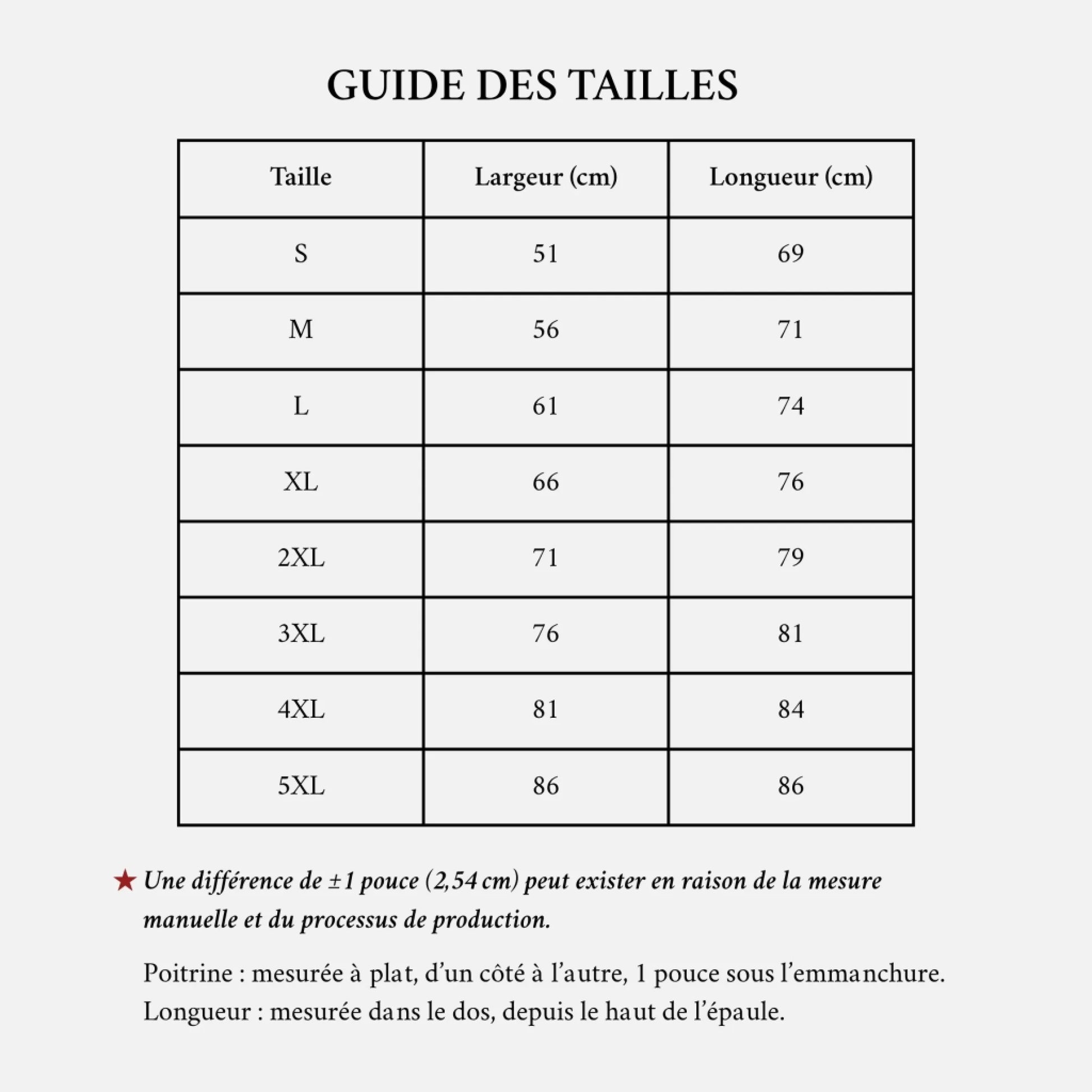 Size guide Sweatshirt