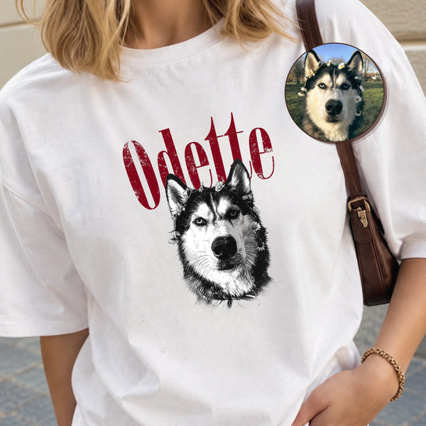 T-shirt Personnalisé Animal Photo Vintage Noir et Blanc