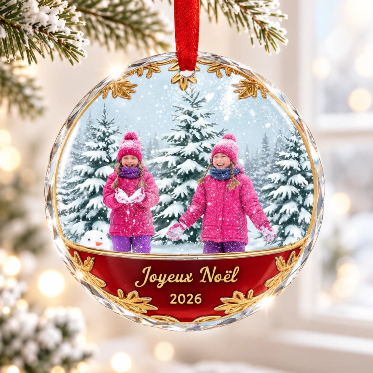 Joyeux Noël 2026 Snow Globe Ornament