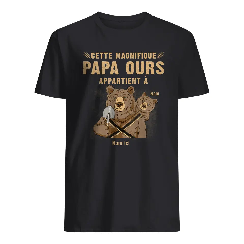 cette magnifique papa ours appartient a personnalisable t shirt pour hommes pour pere