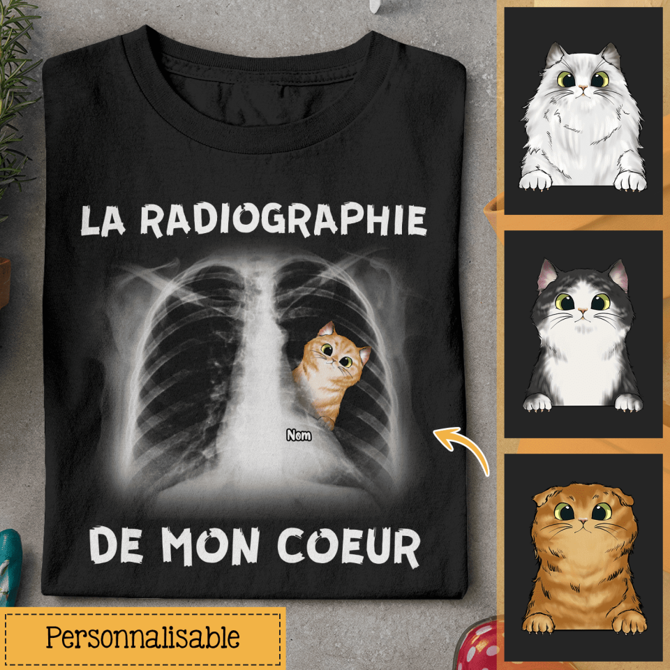 la radiographie de mon coeur personnalisable t shirt pour les amoureux de chats