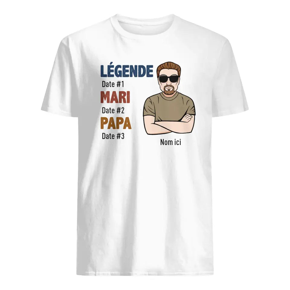 legende mari papa papy personnalisable t shirt homme pour papa