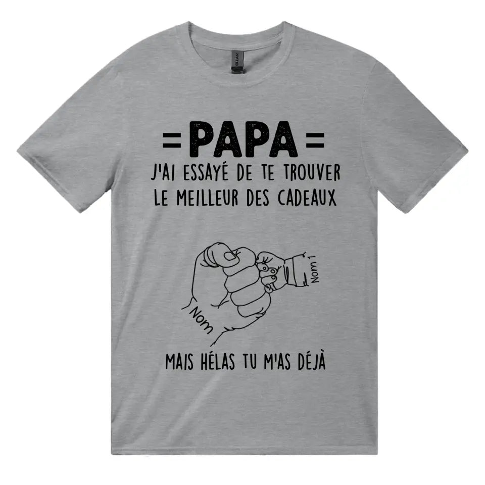 nous avons essaye de te trouver le meilleur des cadeaux mais tu nous as deja personnalisable unisex t shirt pour papa