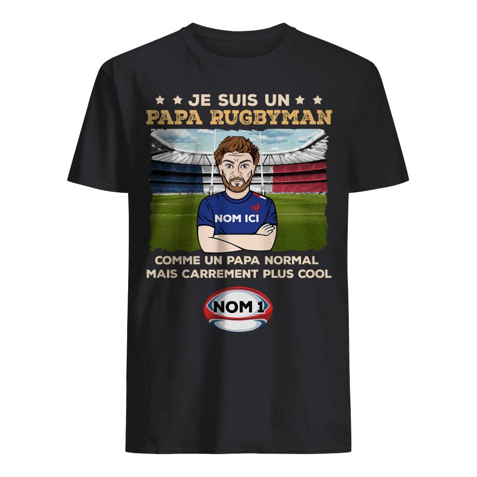 papa rugbyman t shirt unisexe personnalisable pour papa aime rugby sport