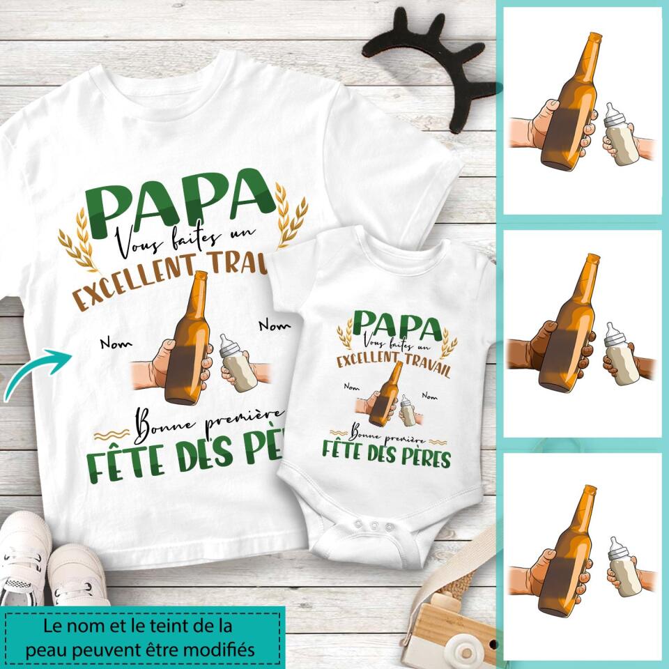 papa vous faites un excellent travailpersonnalisable t shirt pour le pere