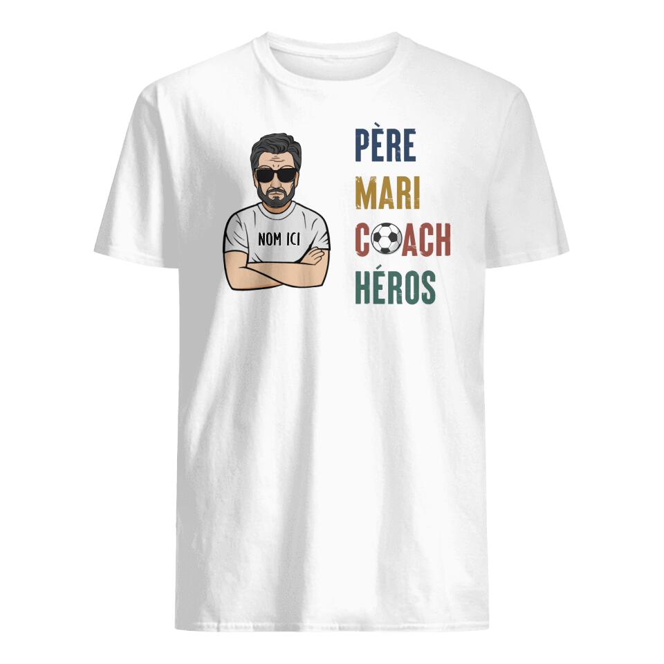 pere mari coach heros personnalisable t shirt pour papa