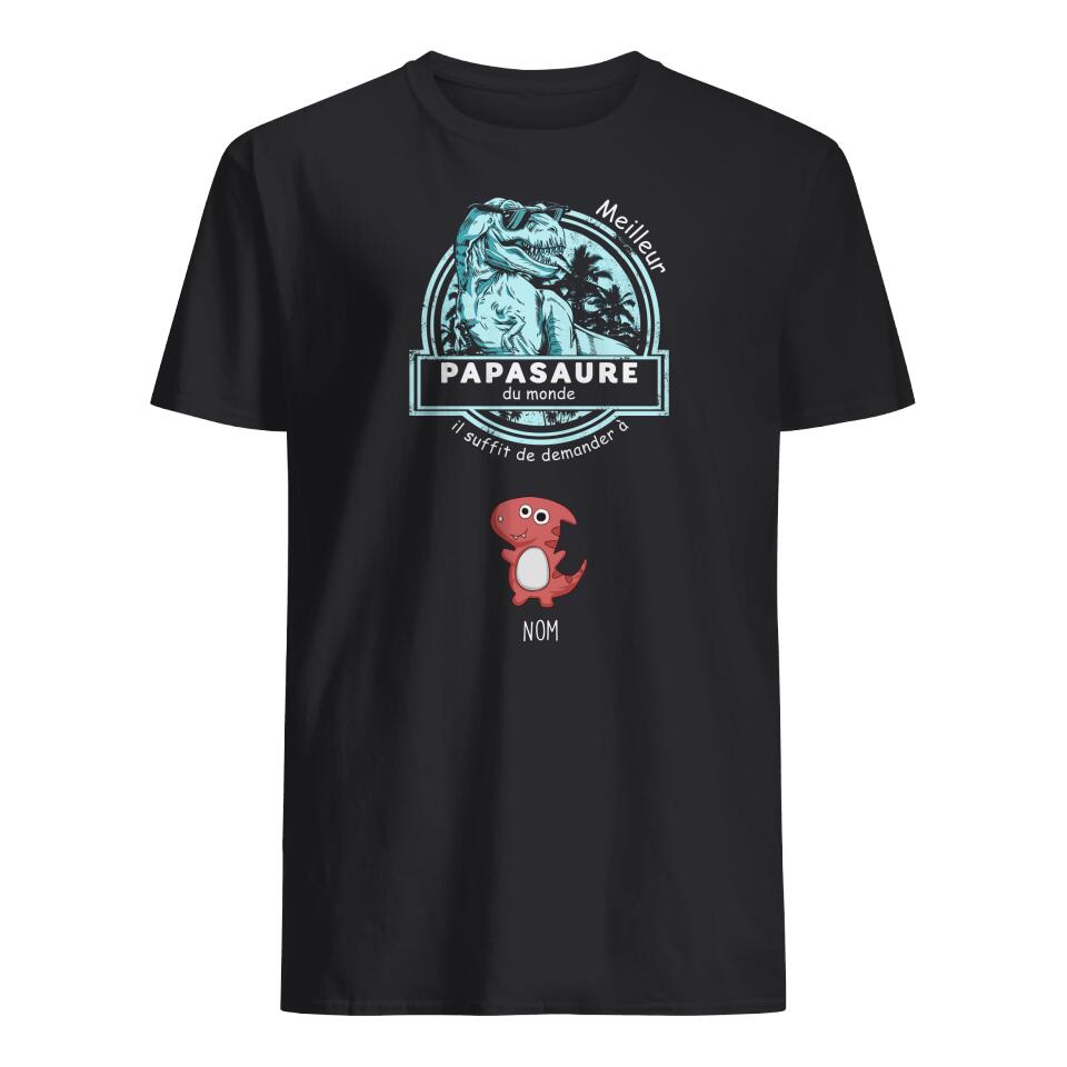 personnalisable t shirt homme pour papa meilleur papasaure du monde