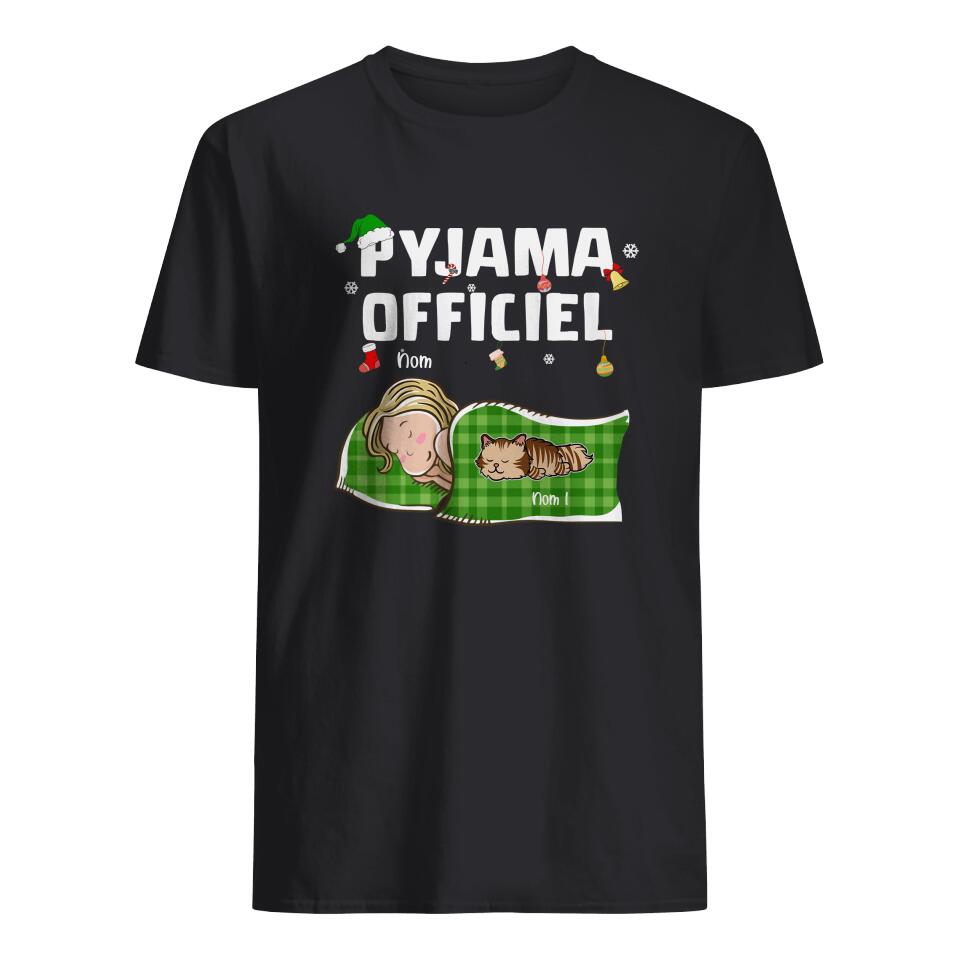 pyjama de noel officiel t shirt unisexe personnalisable pour les amoureux des chiens et des chats