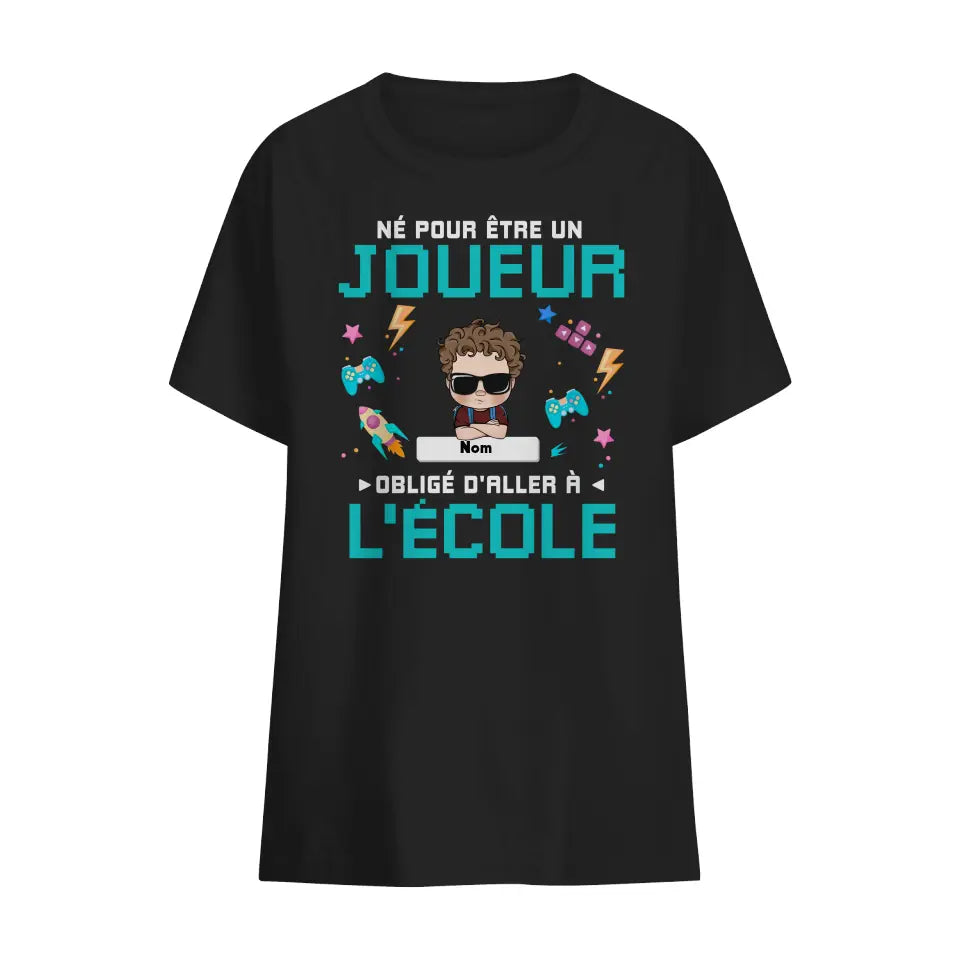 t shirt personnalise pour enfant rentree scolaire 2023 ne pour etre un joueur oblige daller a lecole