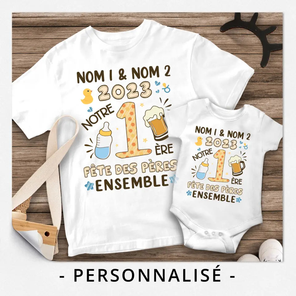 t shirt personnalise pour nouveau papa cadeau personnalise pour nouveau papa 2023 notre 1ere fete des peres ensemble