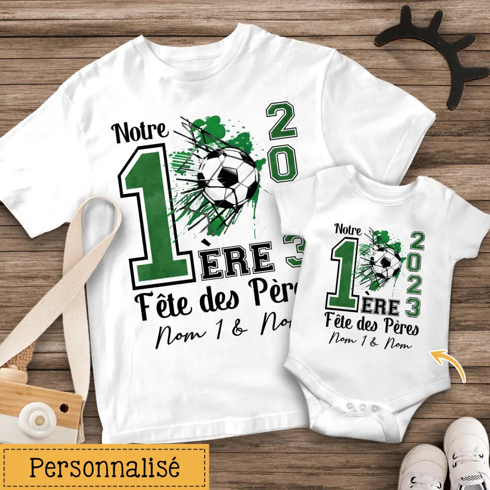 t shirt personnalise pour nouveau papa cadeau personnalise pour nouveau papa notre 1ere fete des peres football 2023