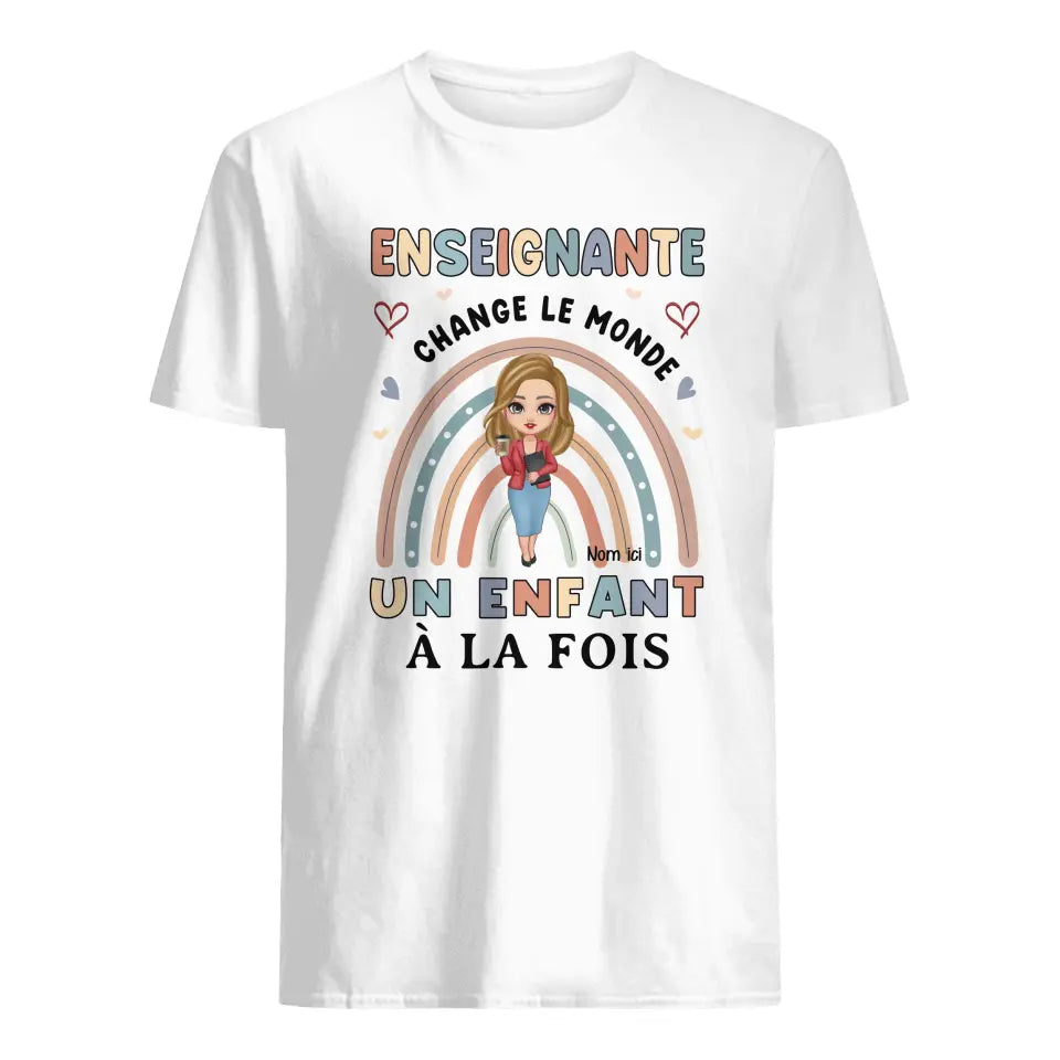 t shirt personnalise pour professeure rentree scolaire 2023 enseignante change le monde