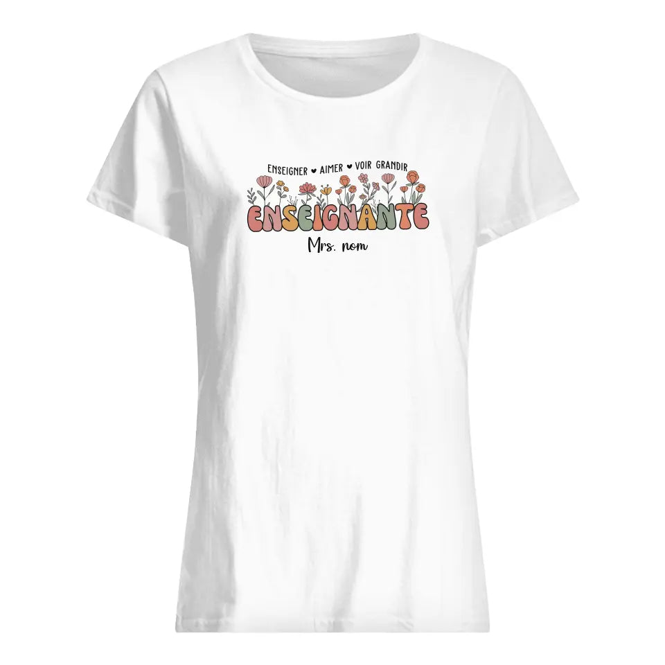 t shirt personnalise pour professeure rentree scolaire 2023 professeur de fleurs sauvages