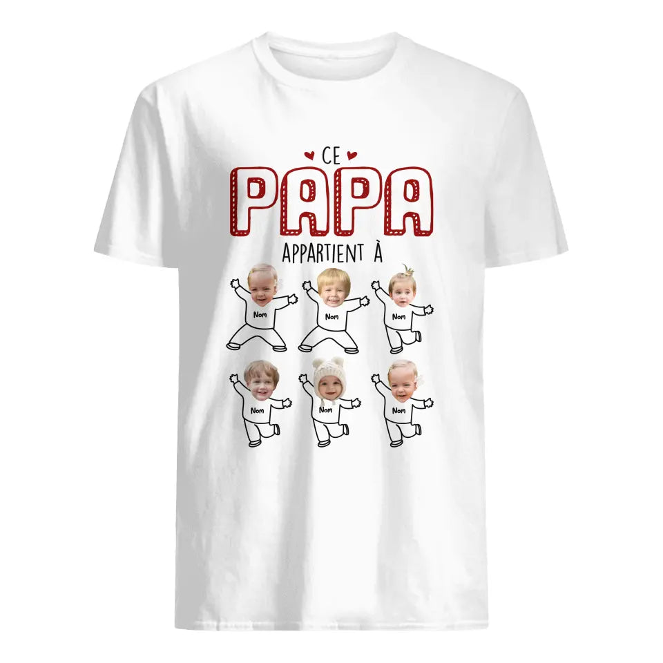 t shirt photo personnalise pour papa ce papa et papy appartient a