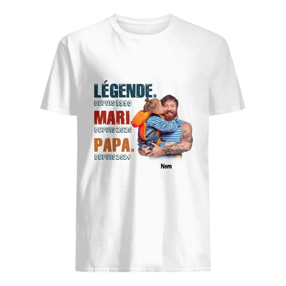 t shirt photo personnalise pour papa depuis mari depuis papa depuis papy