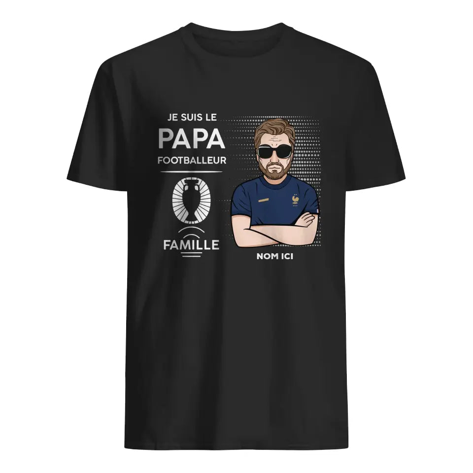 t shirt photo personnalise pour papa je suis le papa footballeur