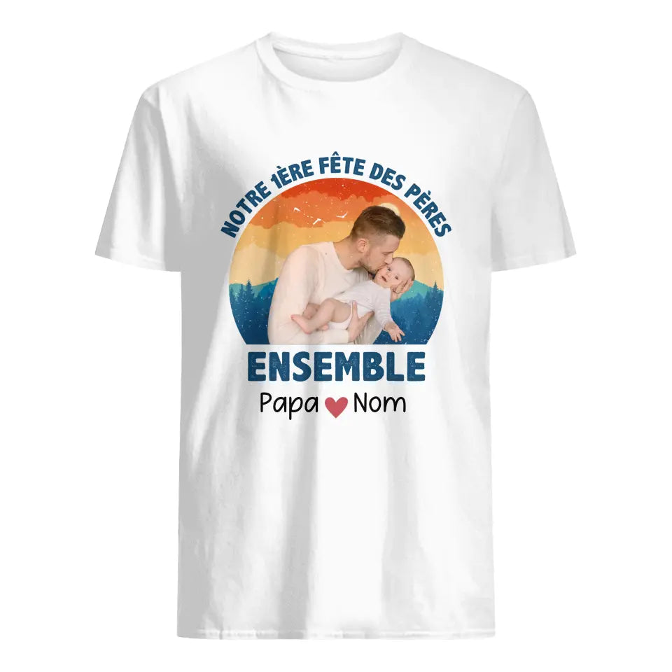 t shirt photo personnalise pour papa notre premiere fete des peres ensemble