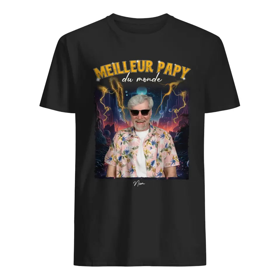 t shirt photo personnalise pour papy meilleur papy du monde