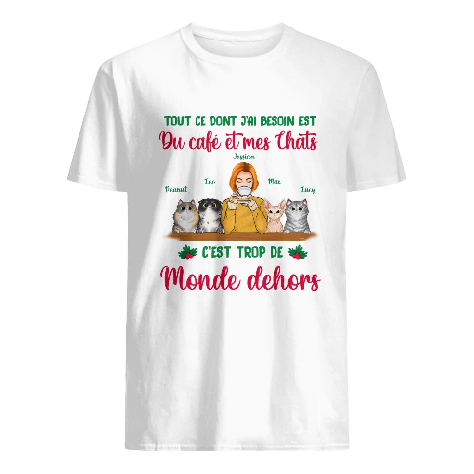 tout ce dont jai besoin est du cafe et mon chat personnalisable unisexe t shirt pour les amoureux des chats