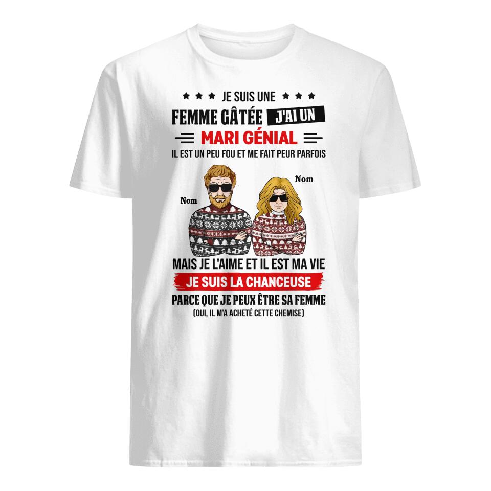 tshirt personnalise pour femme mari cadeau personnalise pour femme mari je suis une femme gatee