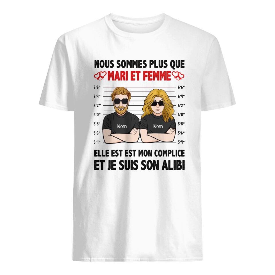 tshirt personnalise pour femme mari cadeau personnalise pour femme mari nous sommes plus que mari et femme complice