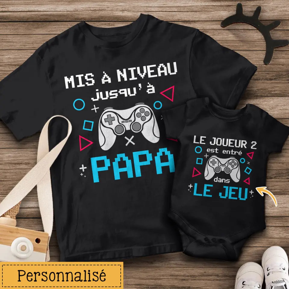 tshirt personnalise pour nouveau papa cadeau personnalise pour nouveau papa mis a niveau jusqua papa