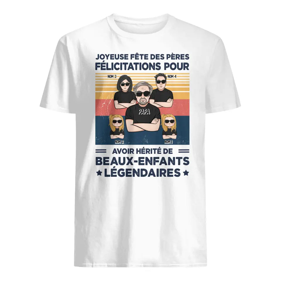 tshirt personnalise pour papa bonus cadeau personnalise pour papa bonus joyeuse fete des peres felicitations pour avoir herite de beaux enfants legendaires