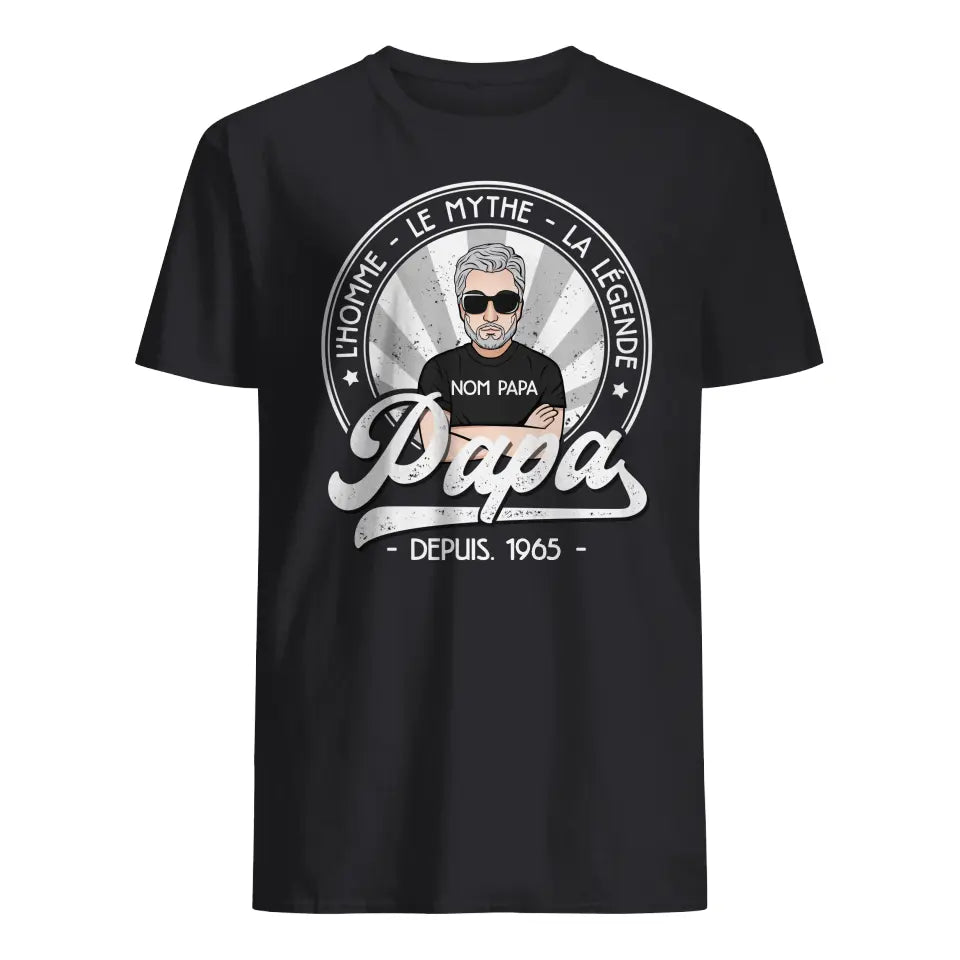 tshirt personnalise pour papa cadeau personnalise pour pere papa lhomme le mythe la legende