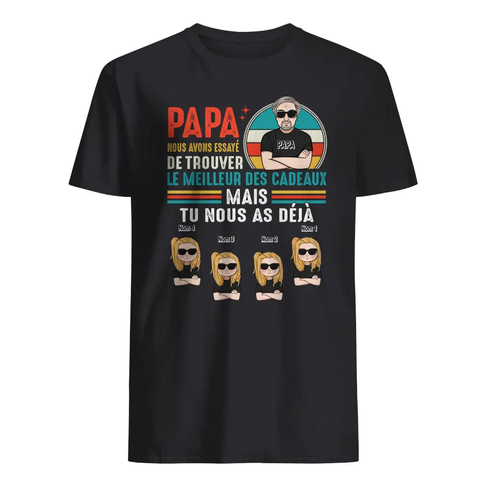 tshirt personnalise pour papa cadeau personnalise pour pere papa nous avons essaye de trouver le meilleur des cadeau mais tu nous as deja papa cool