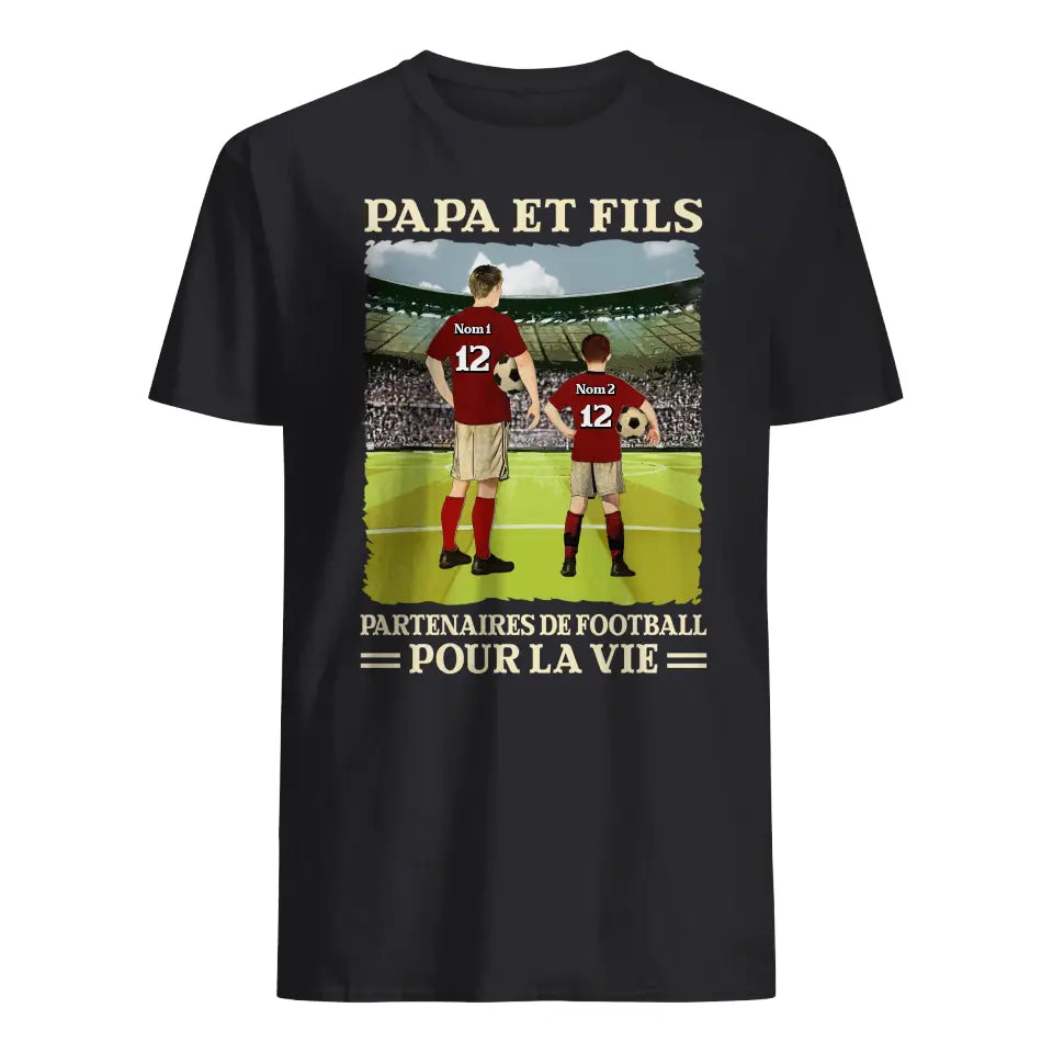 tshirt personnalise pour papa cadeau personnalise pour son pere papa et filsfille partenaires de football pour la vie