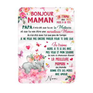 Couverture personnalisée pour Maman | Cadeau personnalisé pour Sa Mère | Bonjour Maman, Papa M'a Dit