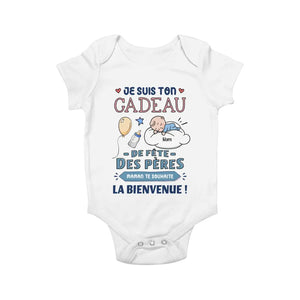 T-shirt personnalisé pour Nouveau papa | Cadeau personnalisé pour Nouveau papa | JE SUIS TON CADEAU DE FÊTE DES PÈRES MAMAN TE SOUHAITE LA BIENVENUE !