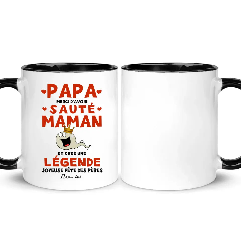 Tasse drôle personnalisée pour papa | Cadeau drôle personnalisé pour papa | Papa merci d'avoir sauté Maman