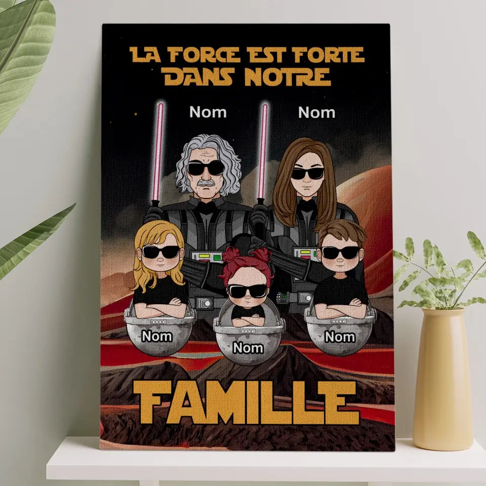 Toile personnalisée pour Famille | Cadeau personnalisé pour Famille | LA FORCE EST FORTE DANS NOTRE FAMILLE